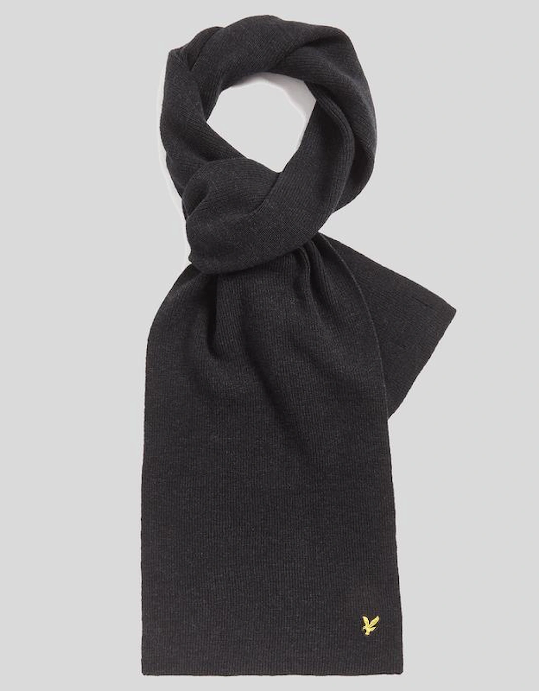 Lyle And Scott Men's Black Lambswool Blend Ribbed Scarf  1Sz