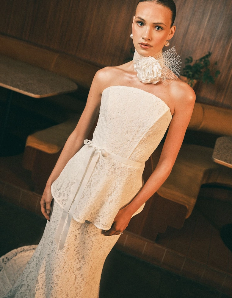 Bandeau Lace Peplum Bridal Top
