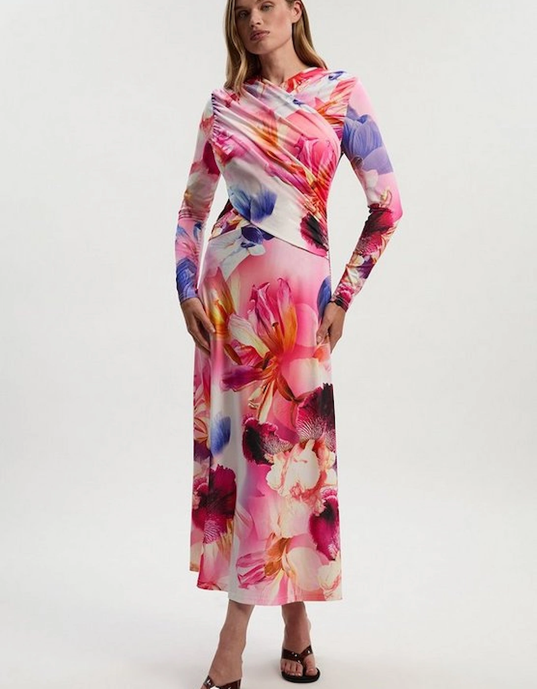 Botanic Floral Jersey Crepe Twist Maxi Dress, 2 of 1