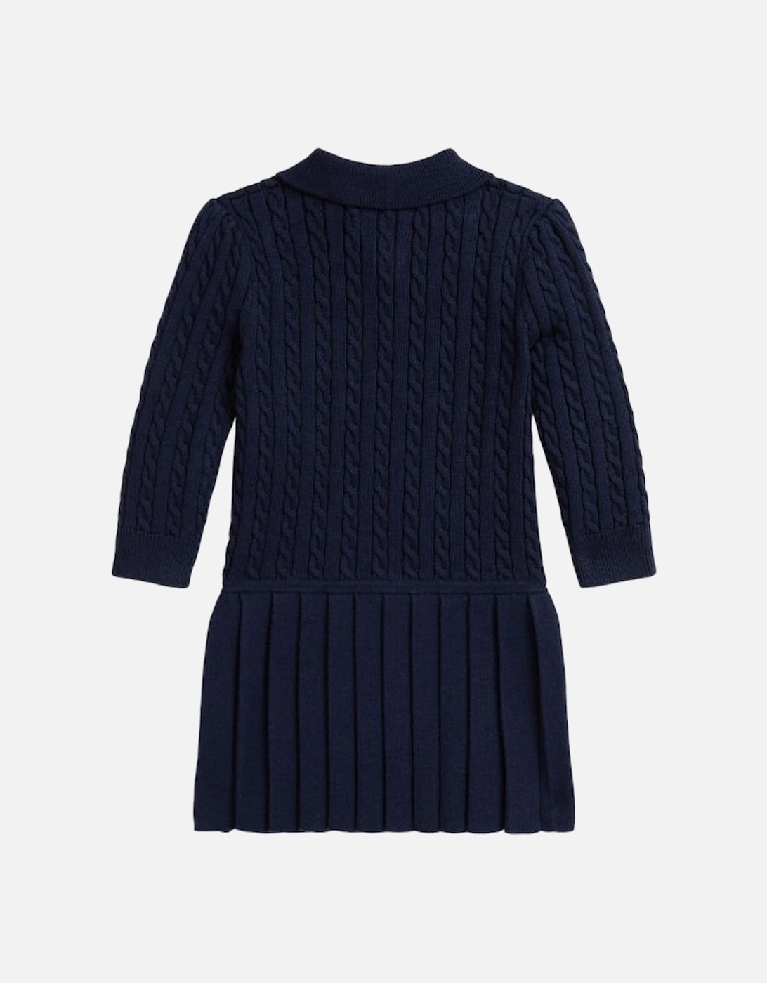 GIRLS CABLE KNIT NAVY DRESS