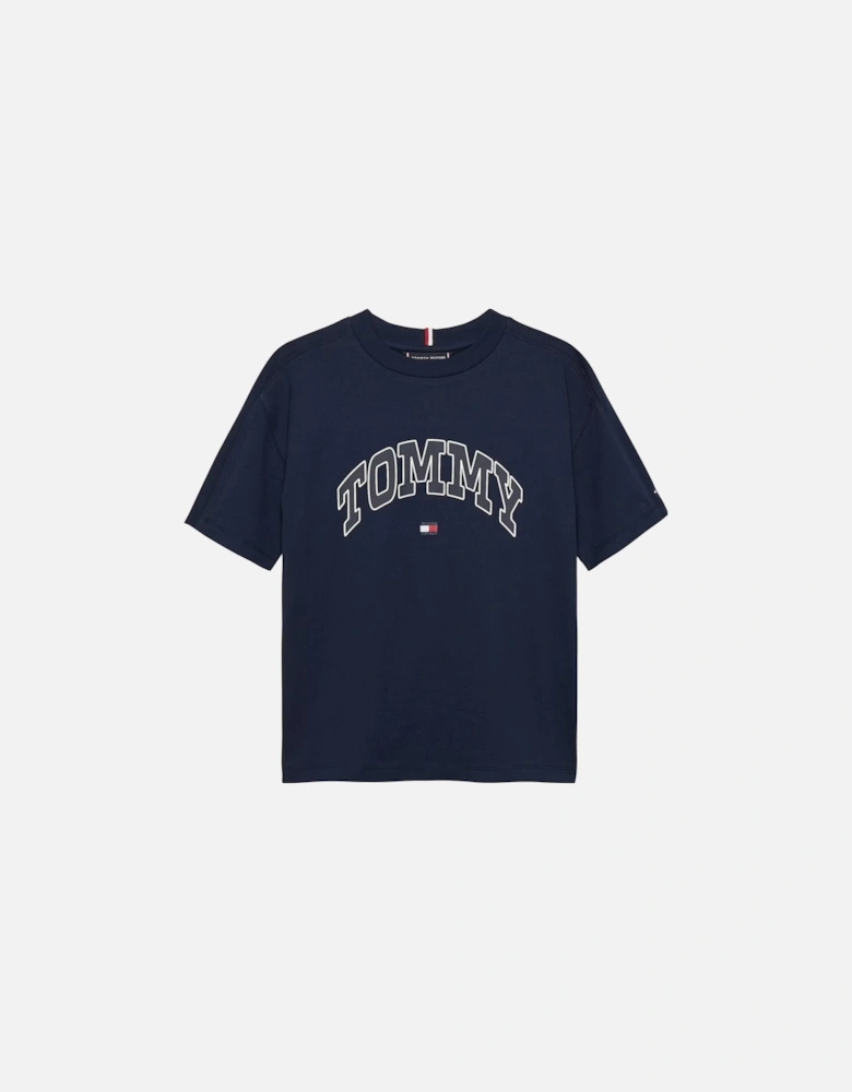 NAVY RAISED PRINT T SHIRT B09939