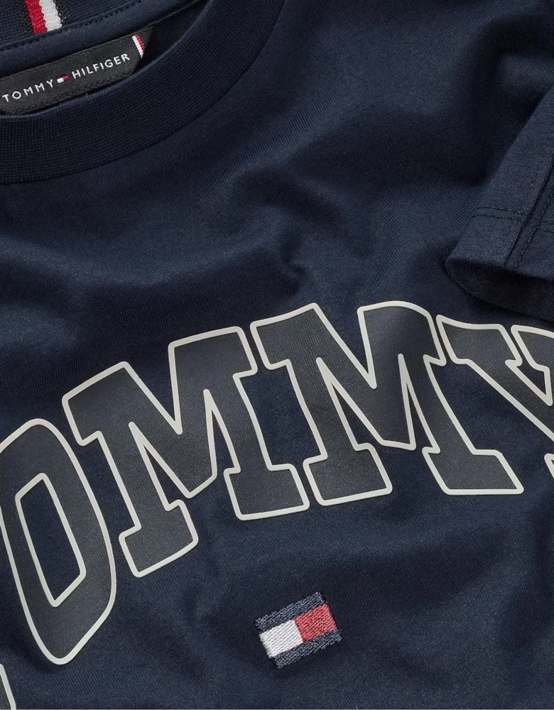 NAVY RAISED PRINT T SHIRT B09939