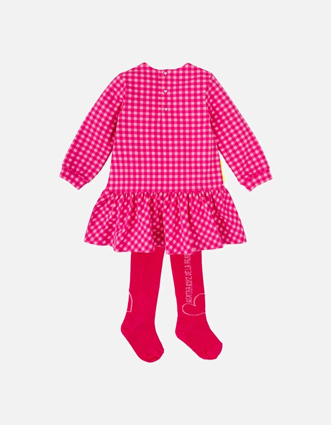 Girls Pink Gingham Dress and Tights