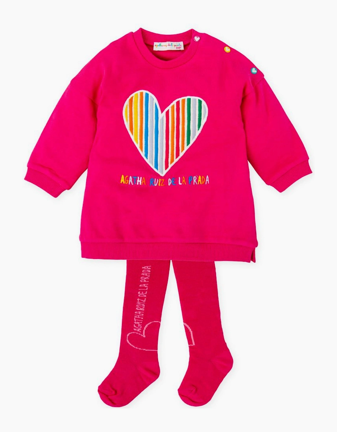 AGATHA RUIZ Girls Pink Jumper Dress and Tights - Size: 3 years