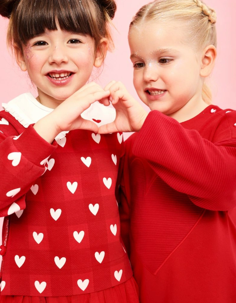 Girls Red Hearts Skirt Set and Tights