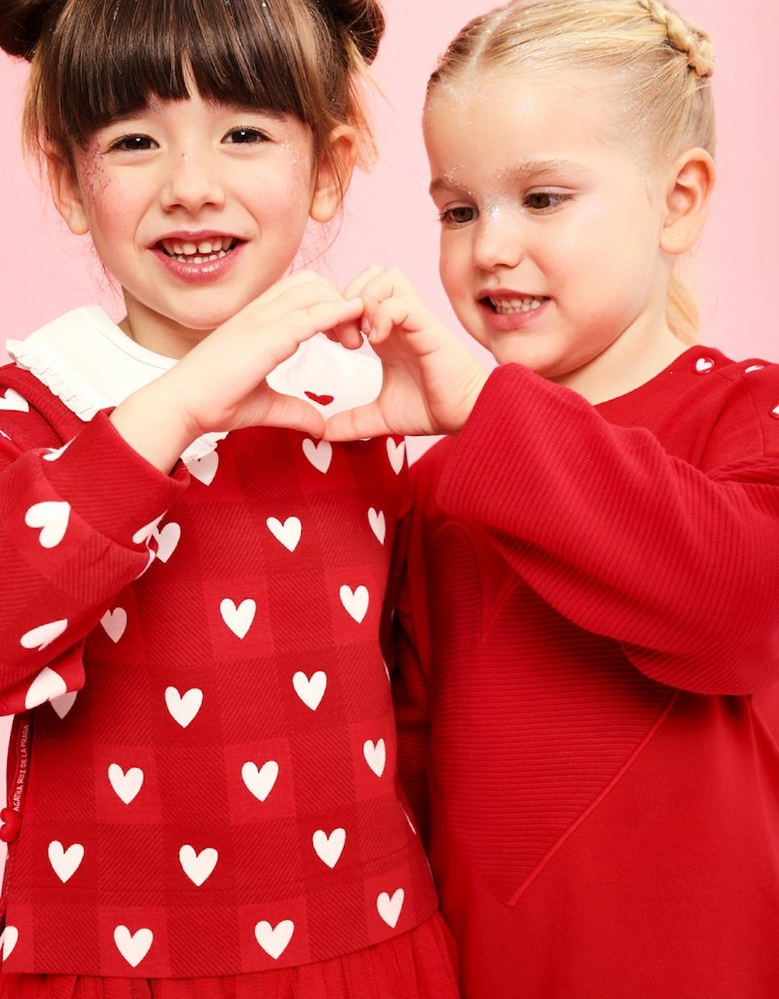 Girls Red Hearts Skirt Set and Tights