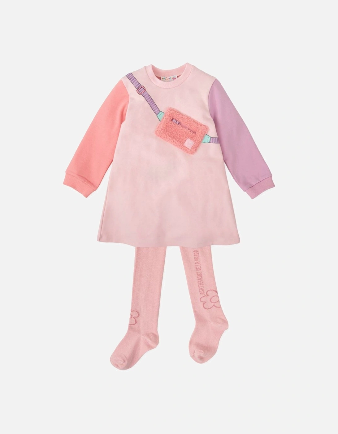 Girls Pastel Pink Dress and Tights, 5 of 4