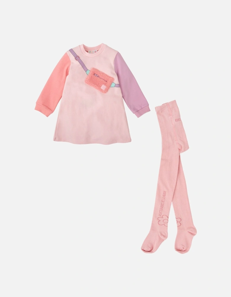 Girls Pastel Pink Dress and Tights