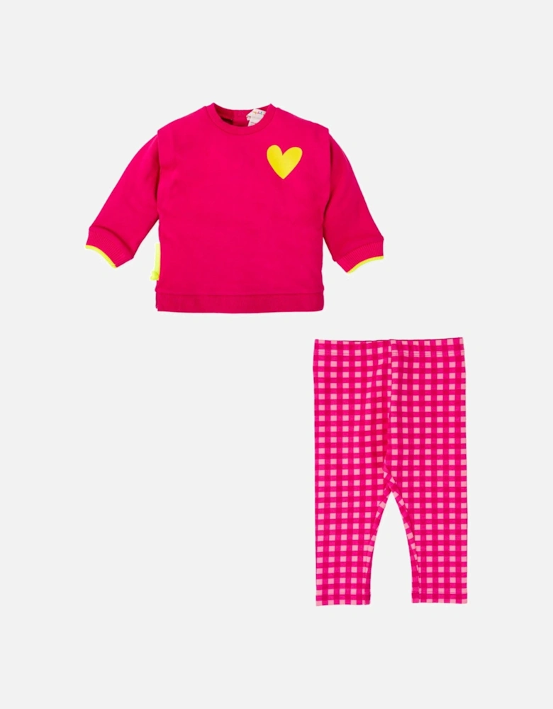 Girls Pink Gingham Jumper Legging Set