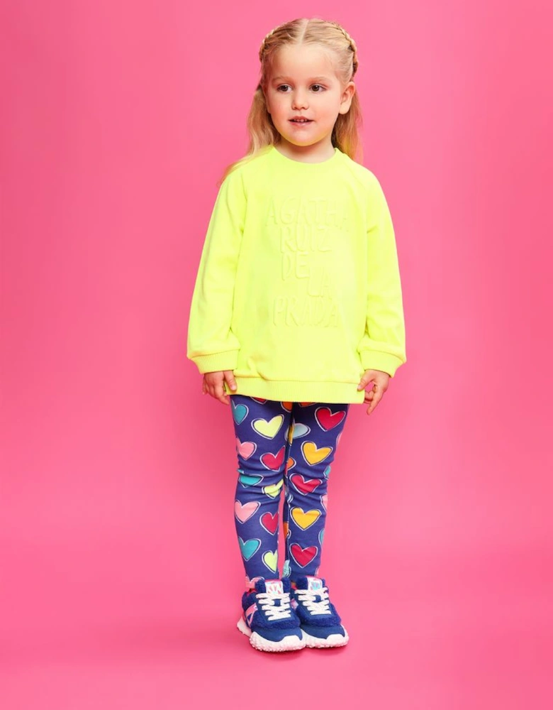 Girls Blue Hearts Jumper Legging Set