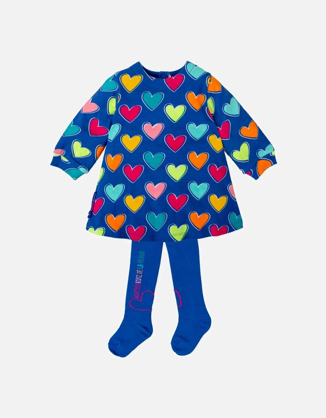 Girls Blue Hearts Dress and Tights, 4 of 3