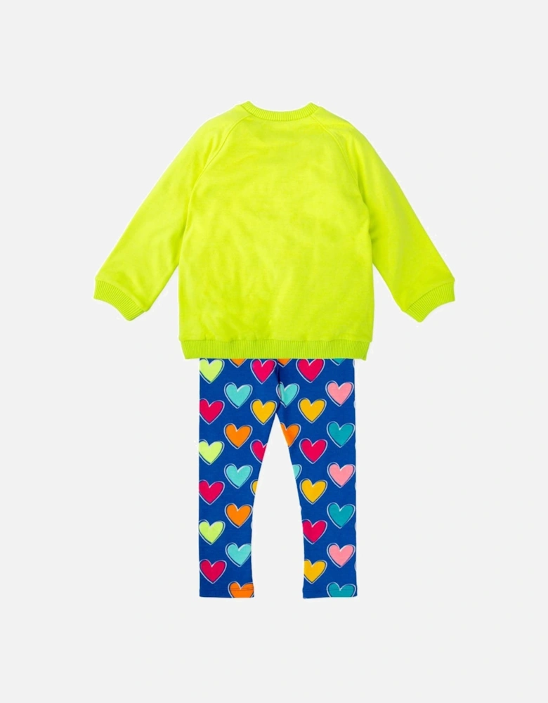 Girls Blue Hearts Jumper Legging Set