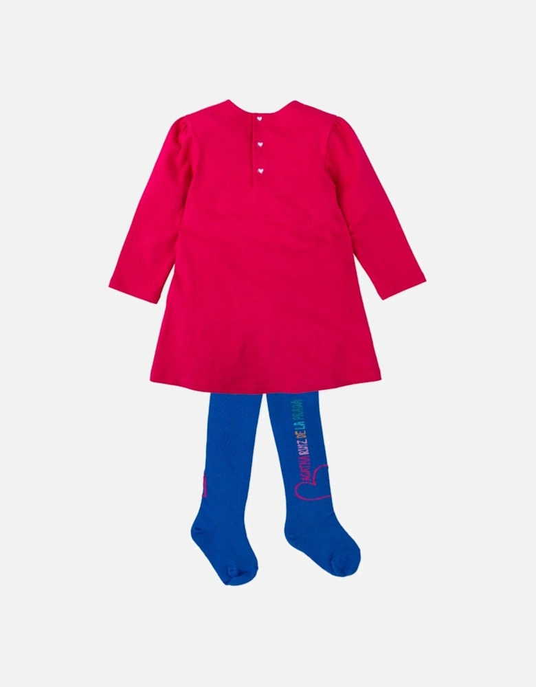 Girls Pink Bow Dress and Tights