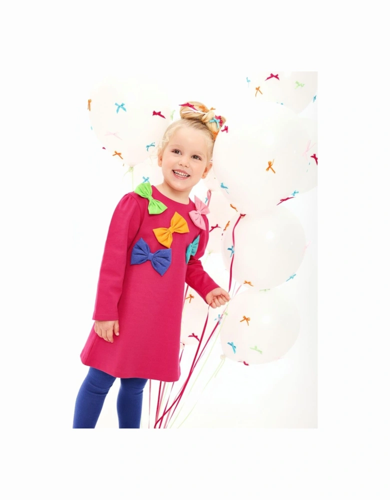 Girls Pink Bow Dress and Tights