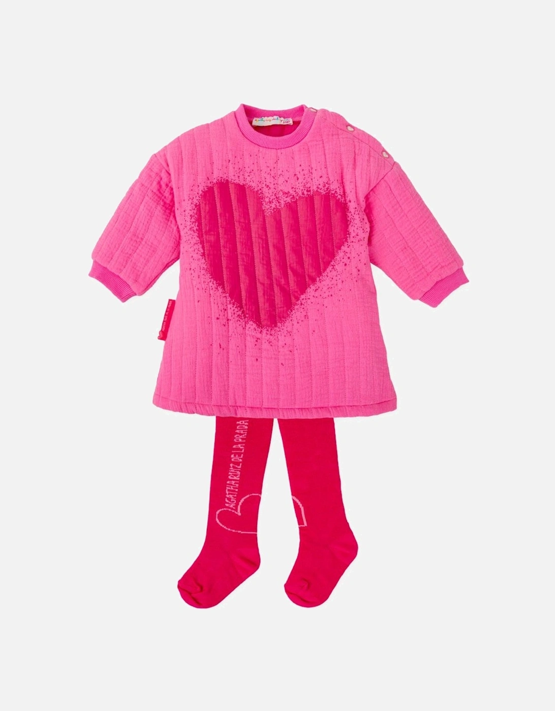 Girls Pink Jumper Dress and Tights, 4 of 3