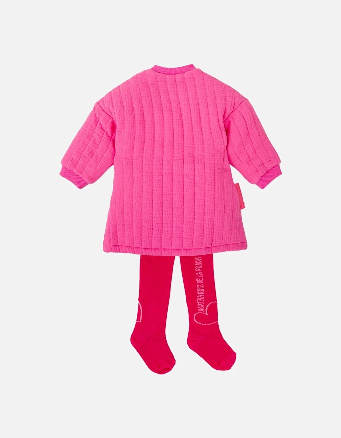 Girls Pink Jumper Dress and Tights