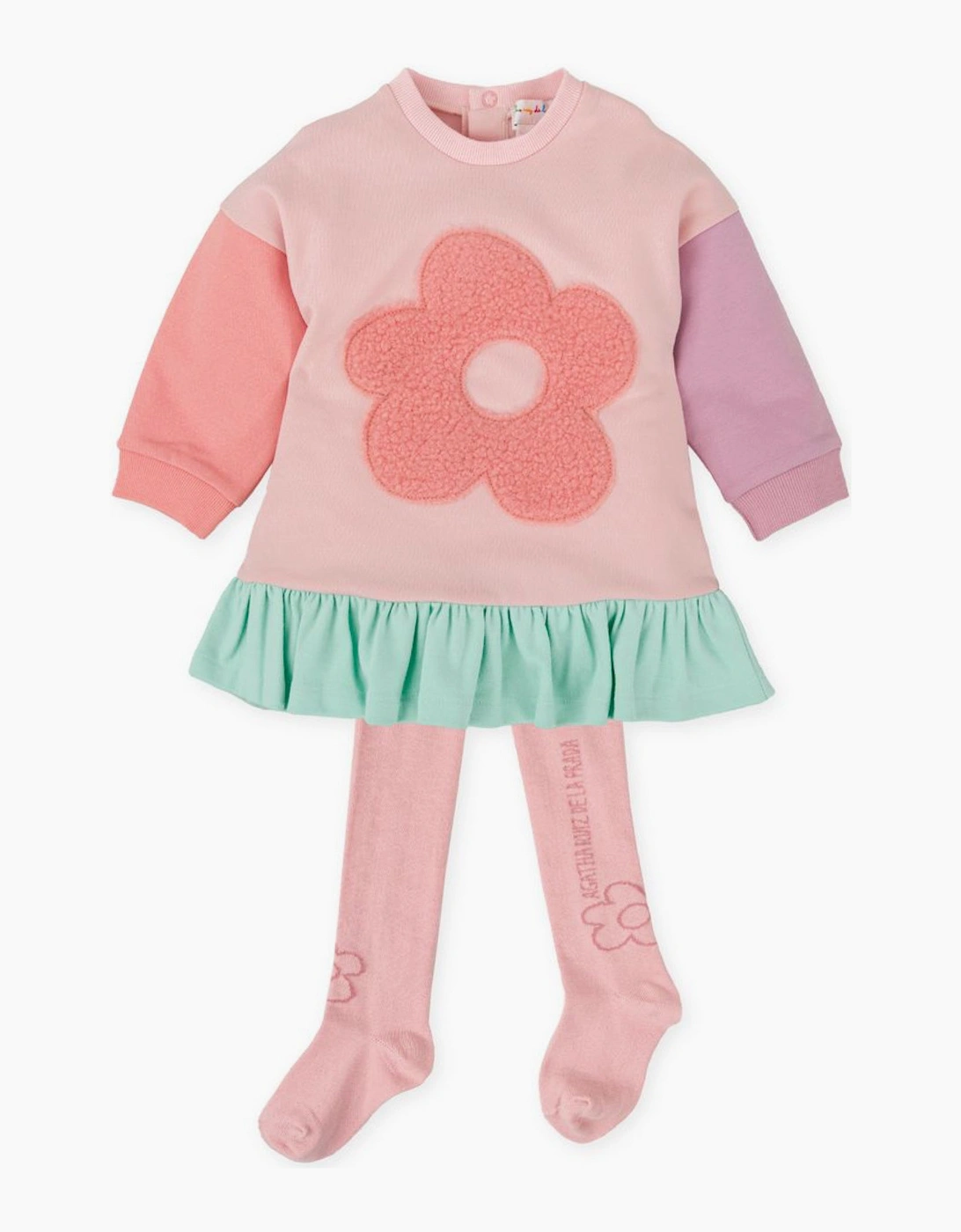 AGATHA RUIZ Girls Pastel Pink Dress and Tights - Size: 3 years