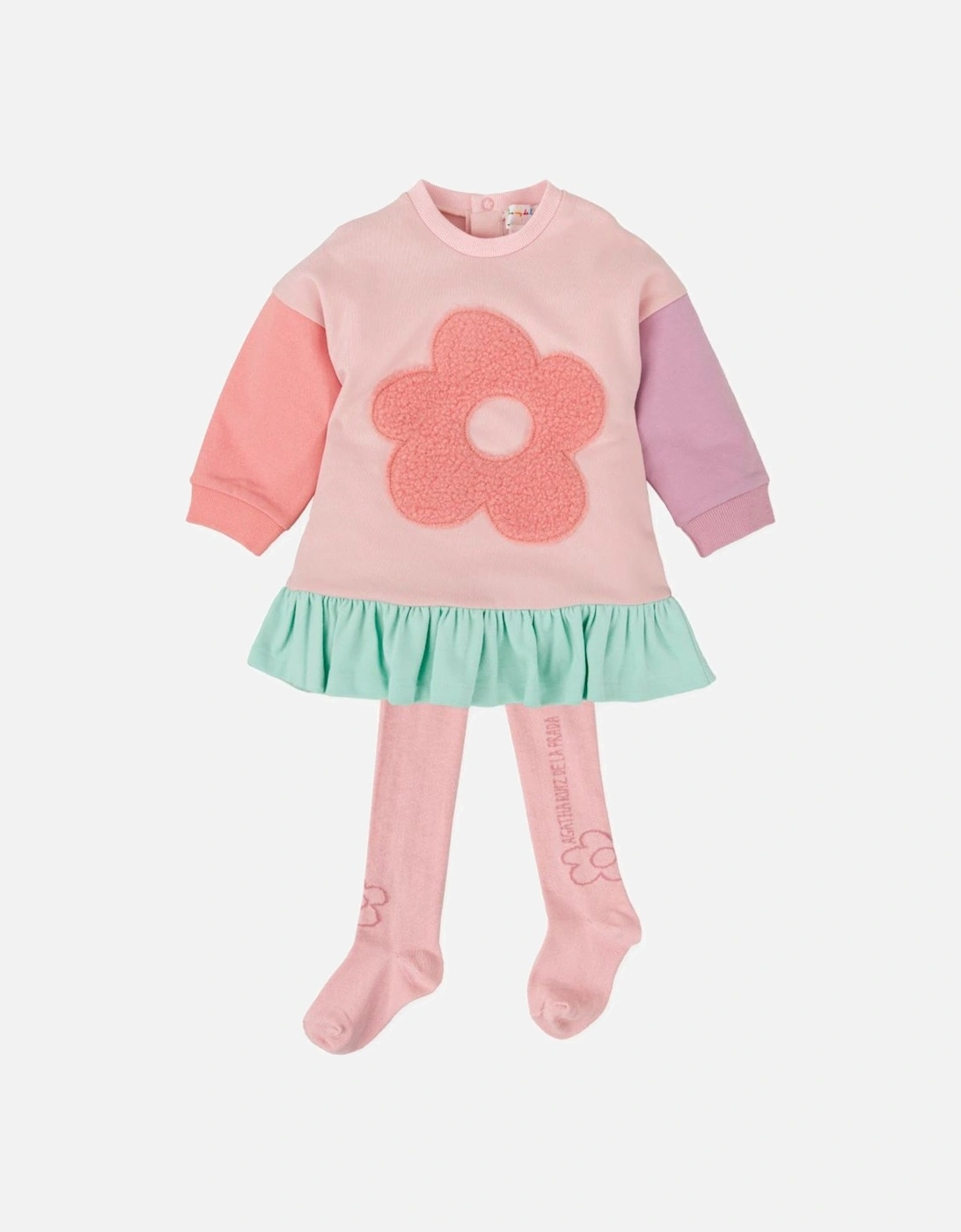 Girls Pastel Pink Dress and Tights, 4 of 3