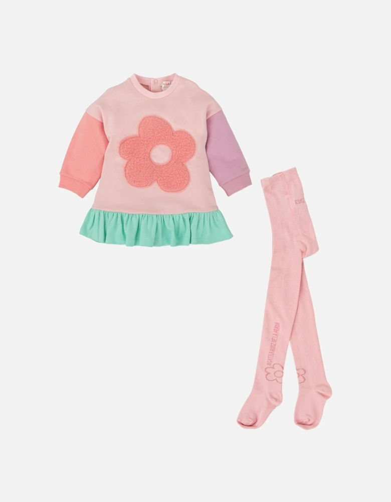 Girls Pastel Pink Dress and Tights
