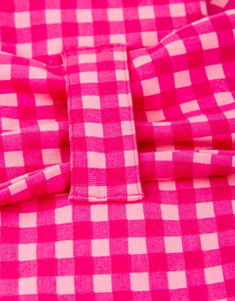 Girls Pink Gingham Hat and Scarf Set