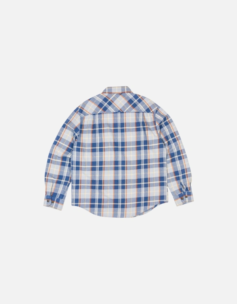 Vintage Wash Flannel Shirt - Blue/Soft Blue/Orange