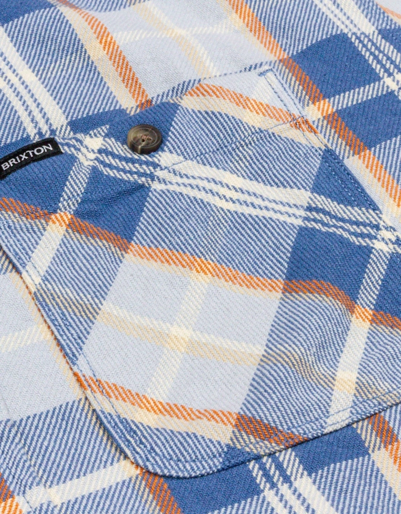 Vintage Wash Flannel Shirt - Blue/Soft Blue/Orange