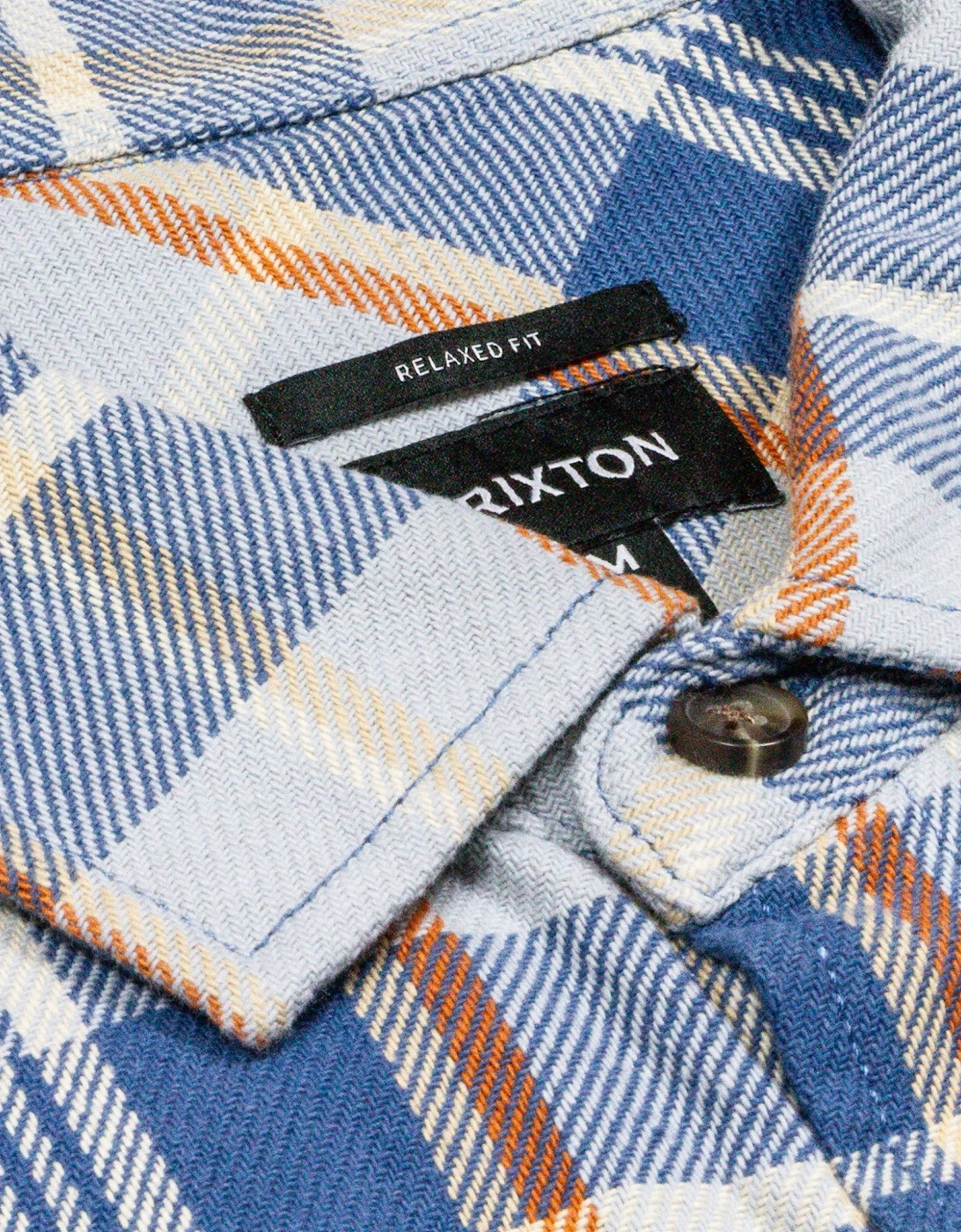 Vintage Wash Flannel Shirt - Blue/Soft Blue/Orange