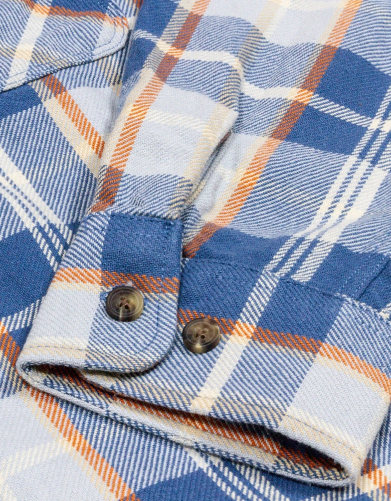 Vintage Wash Flannel Shirt - Blue/Soft Blue/Orange
