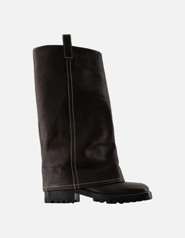 Tall Leather Slouch Boots