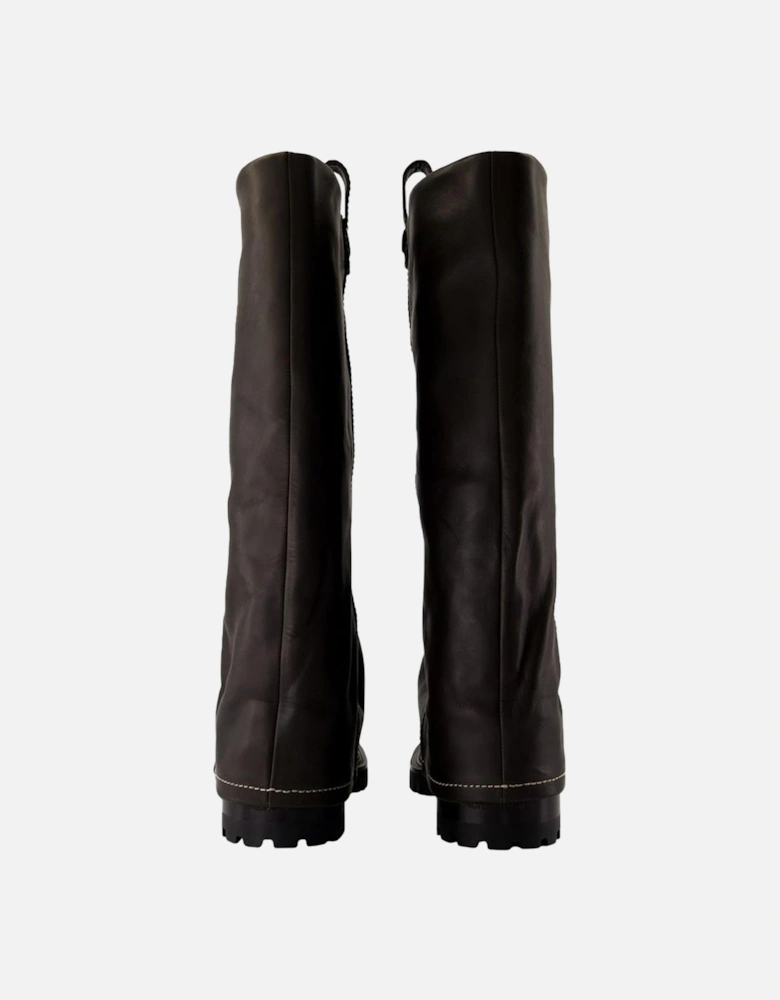 Tall Leather Slouch Boots