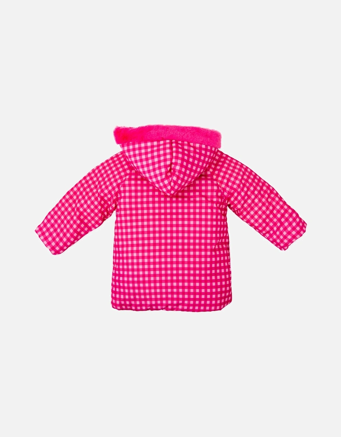 Girls Pink Gingham Puffer Coat