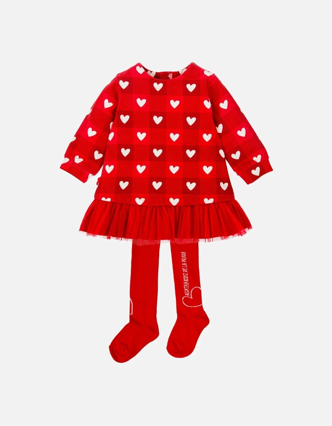 Girls Red Hearts Dress and Tights, 4 of 3