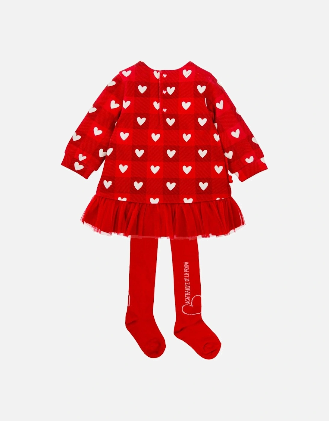 Girls Red Hearts Dress and Tights
