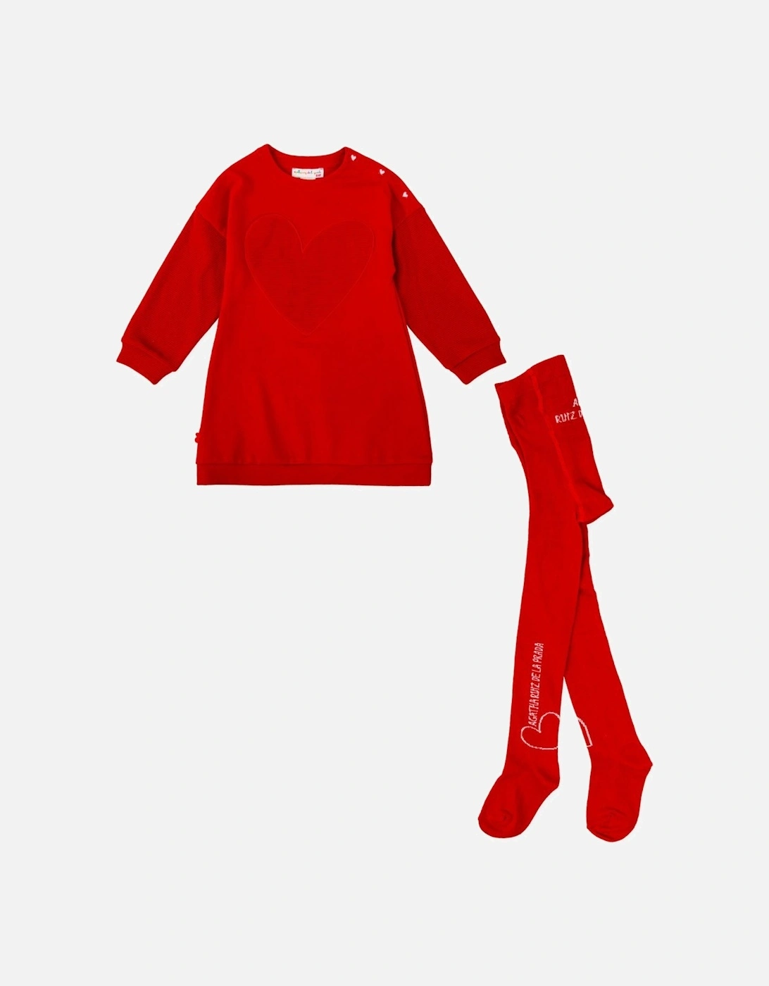 Girls Red Jumper Dress and Tights