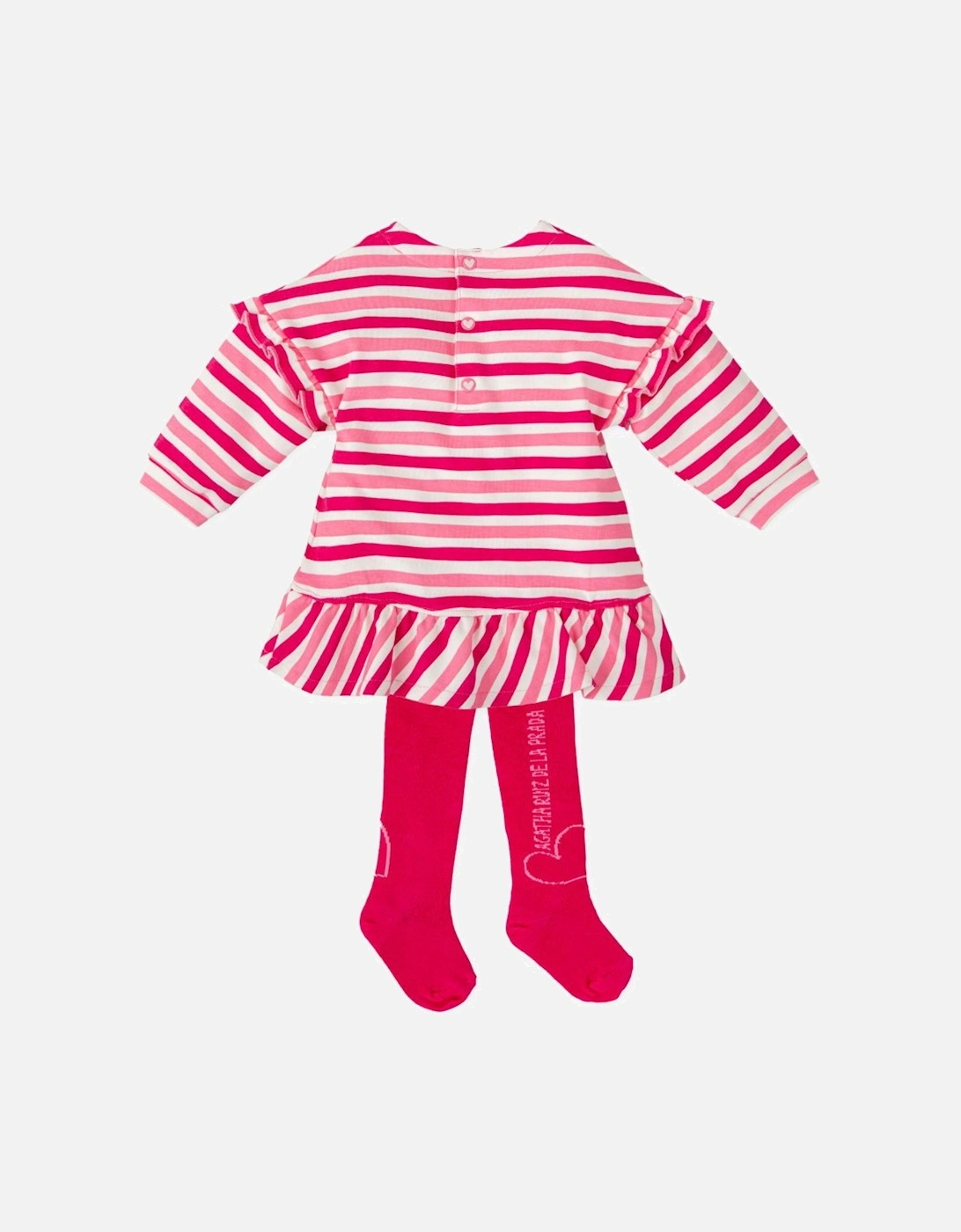 Girls Pink Striped Dress and Tights