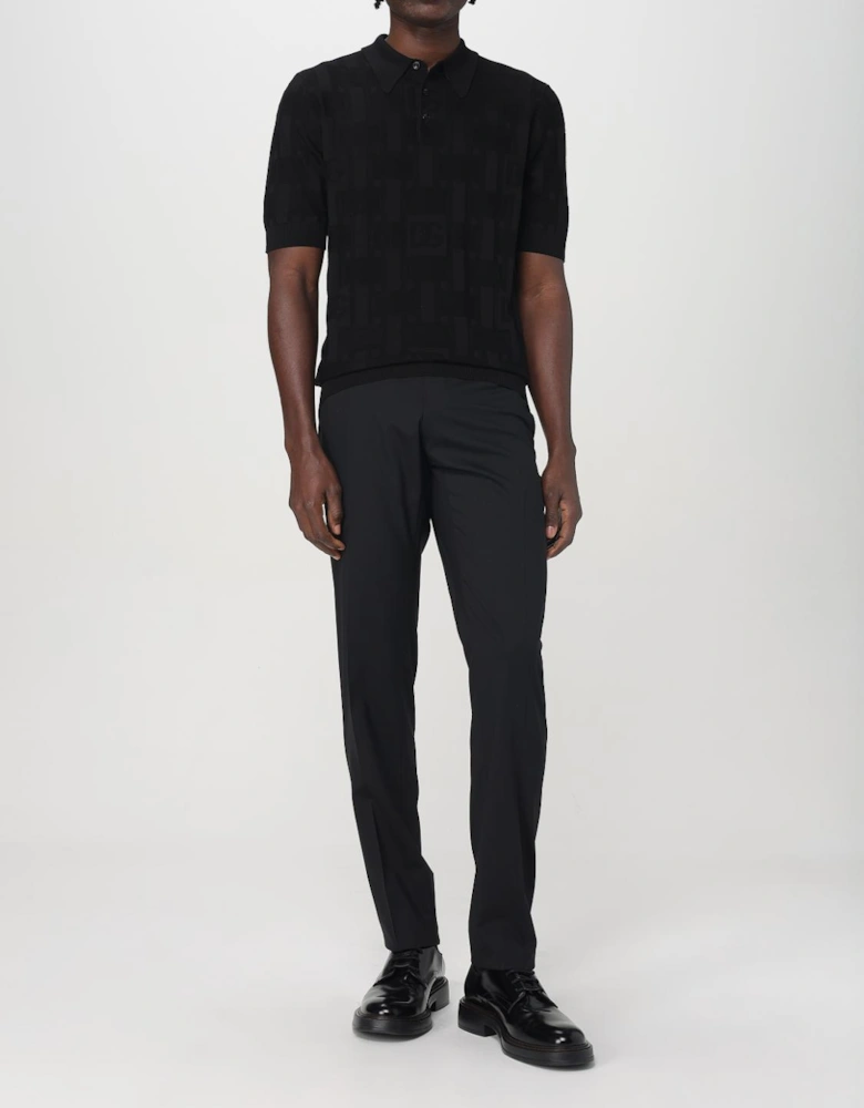 Knitted Polo Shirt Geometric Pattern