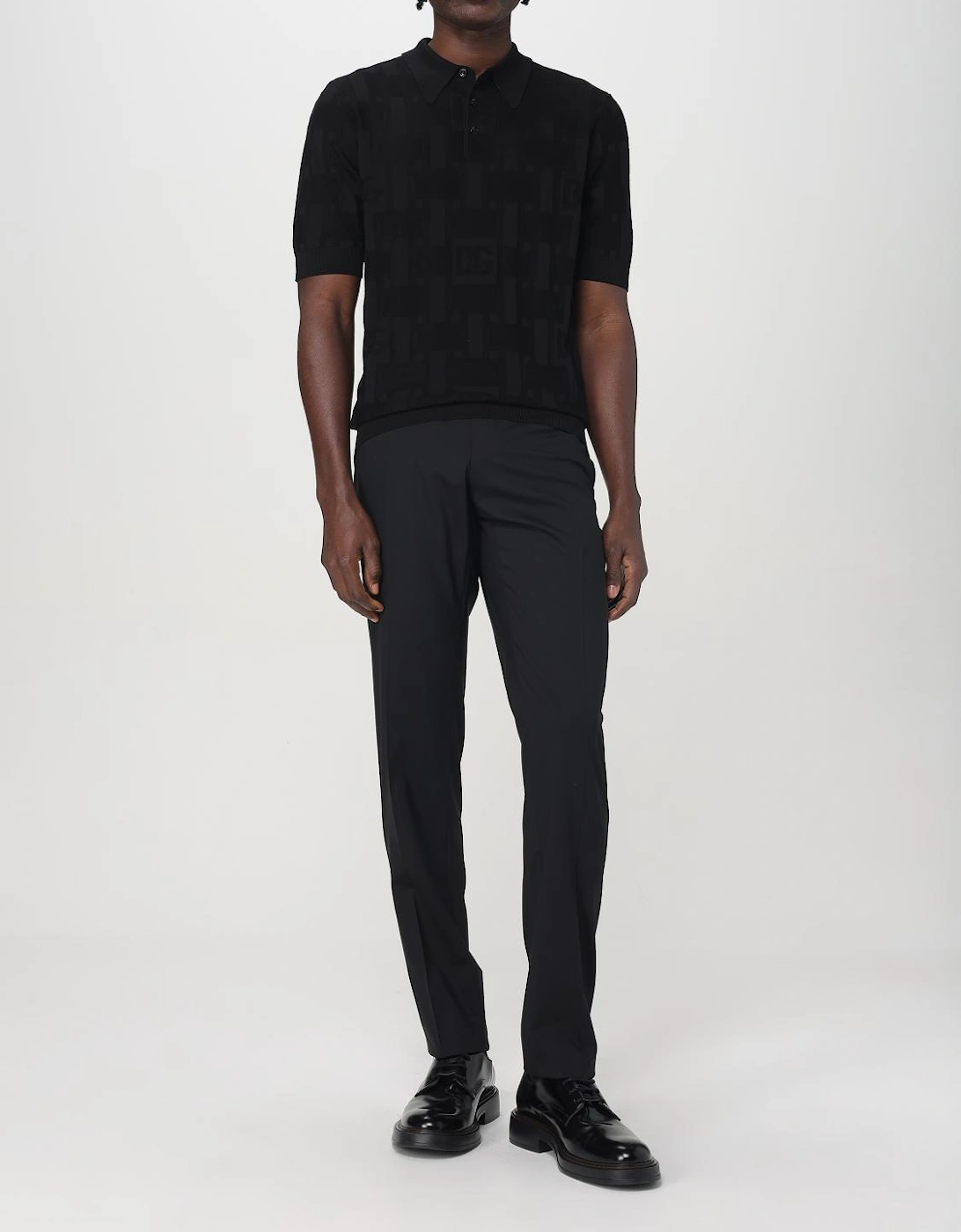 Knitted Polo Shirt Geometric Pattern