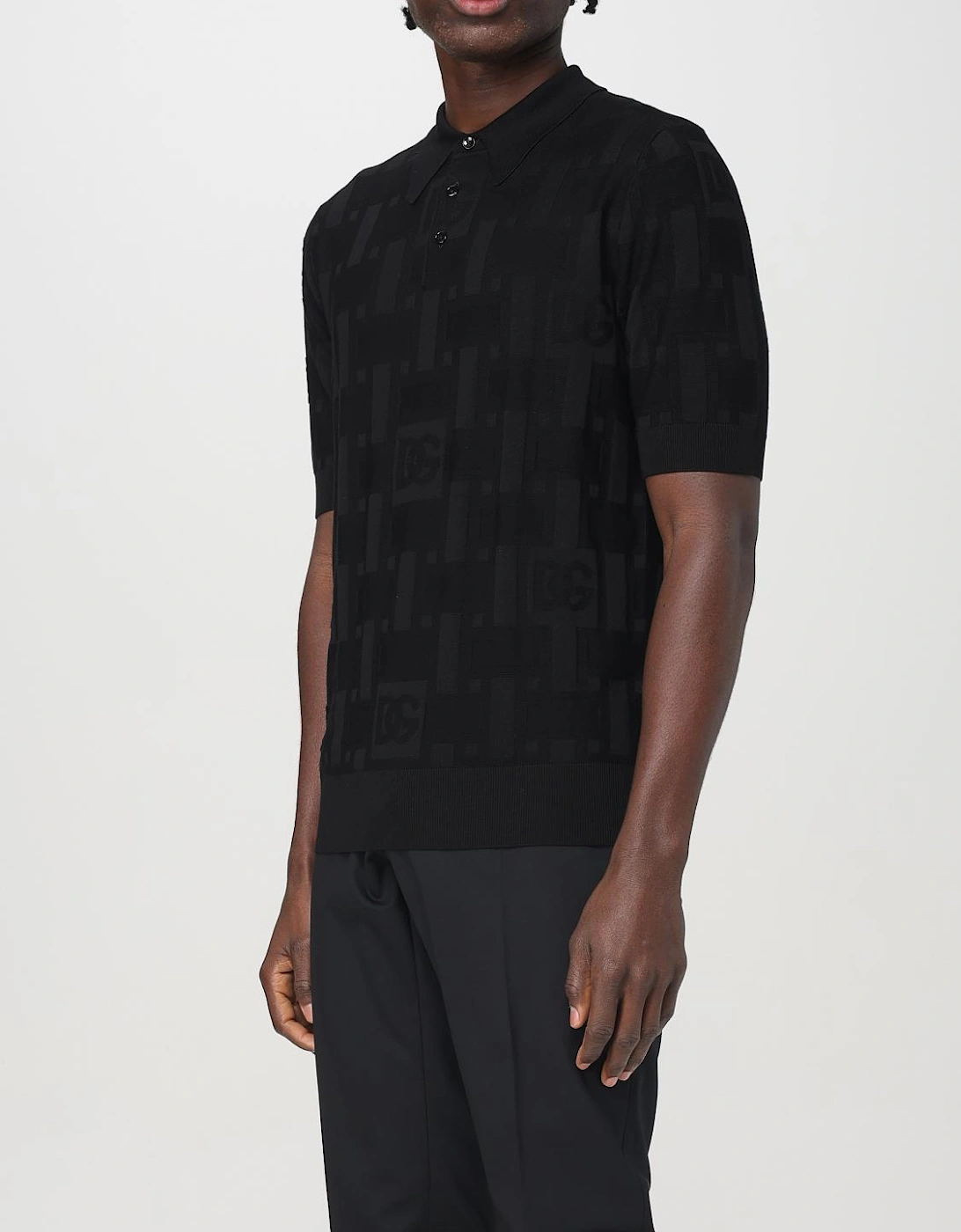 Knitted Polo Shirt Geometric Pattern