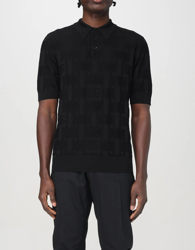Knitted Polo Shirt Geometric Pattern