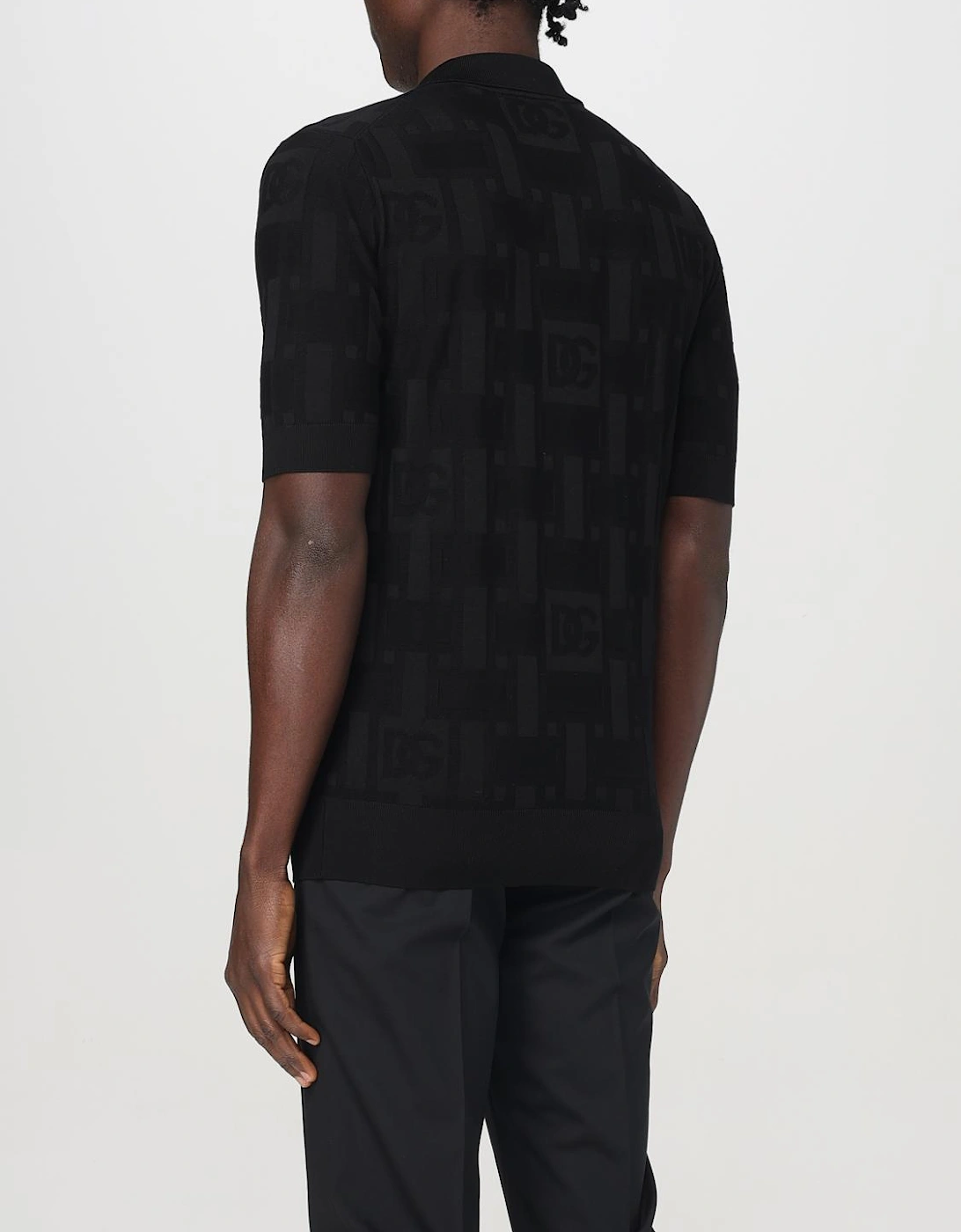 Knitted Polo Shirt Geometric Pattern