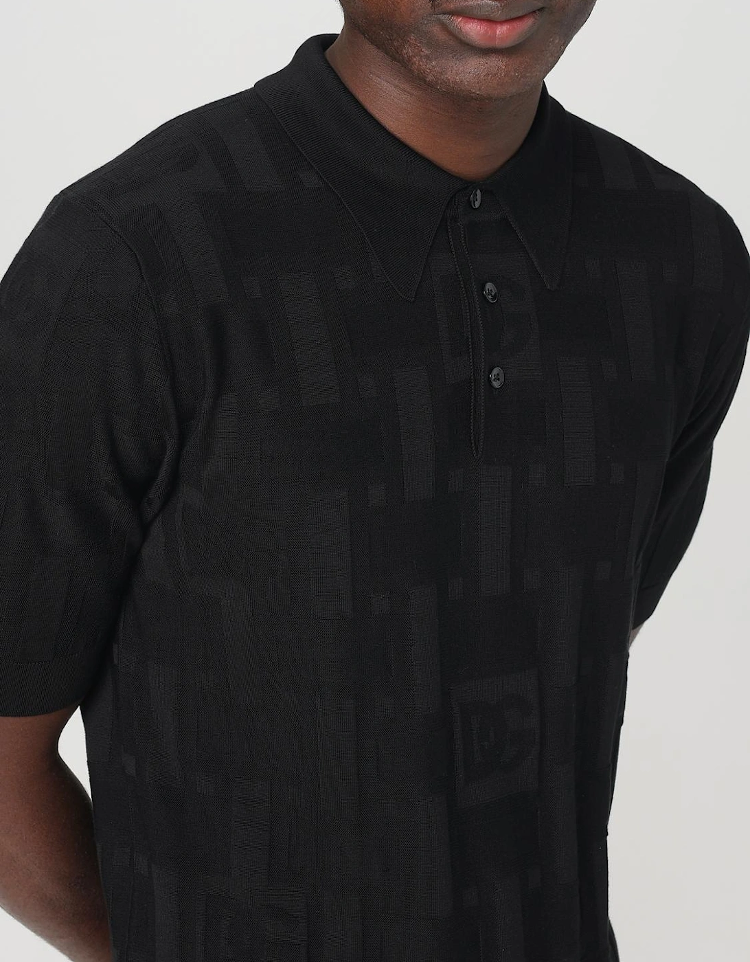 Knitted Polo Shirt Geometric Pattern