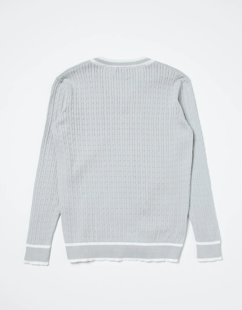 VNeck Knit Sweater Ribbed Detail