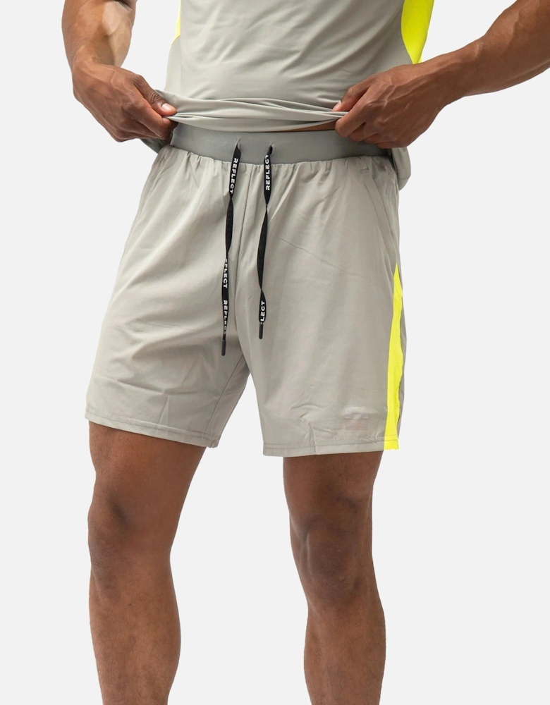 Zone Tech 7-Inch Shorts Grey/Neon Yellow