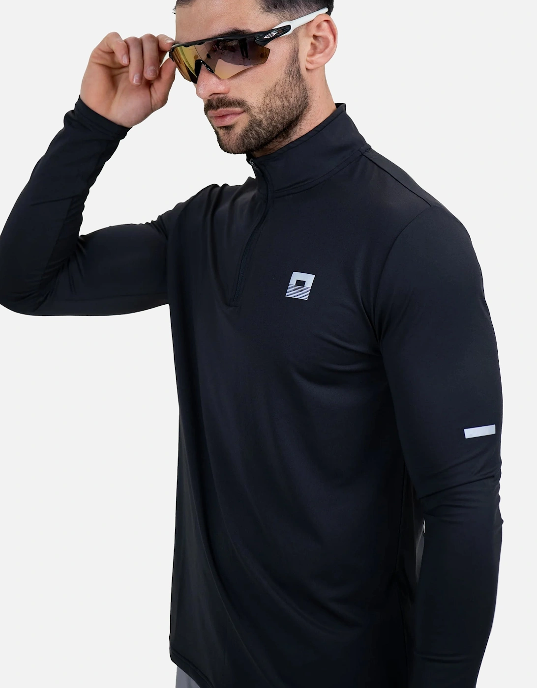 Core ID Quarter Zip Track Top Black