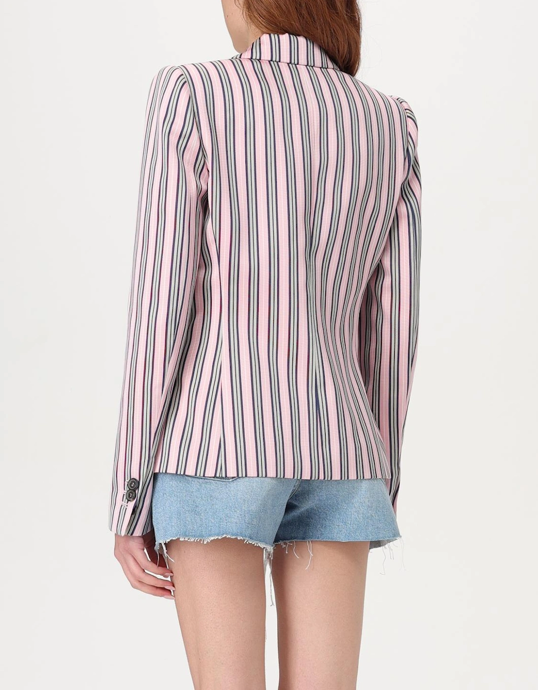 Striped Blazer with Embroidered Emblem