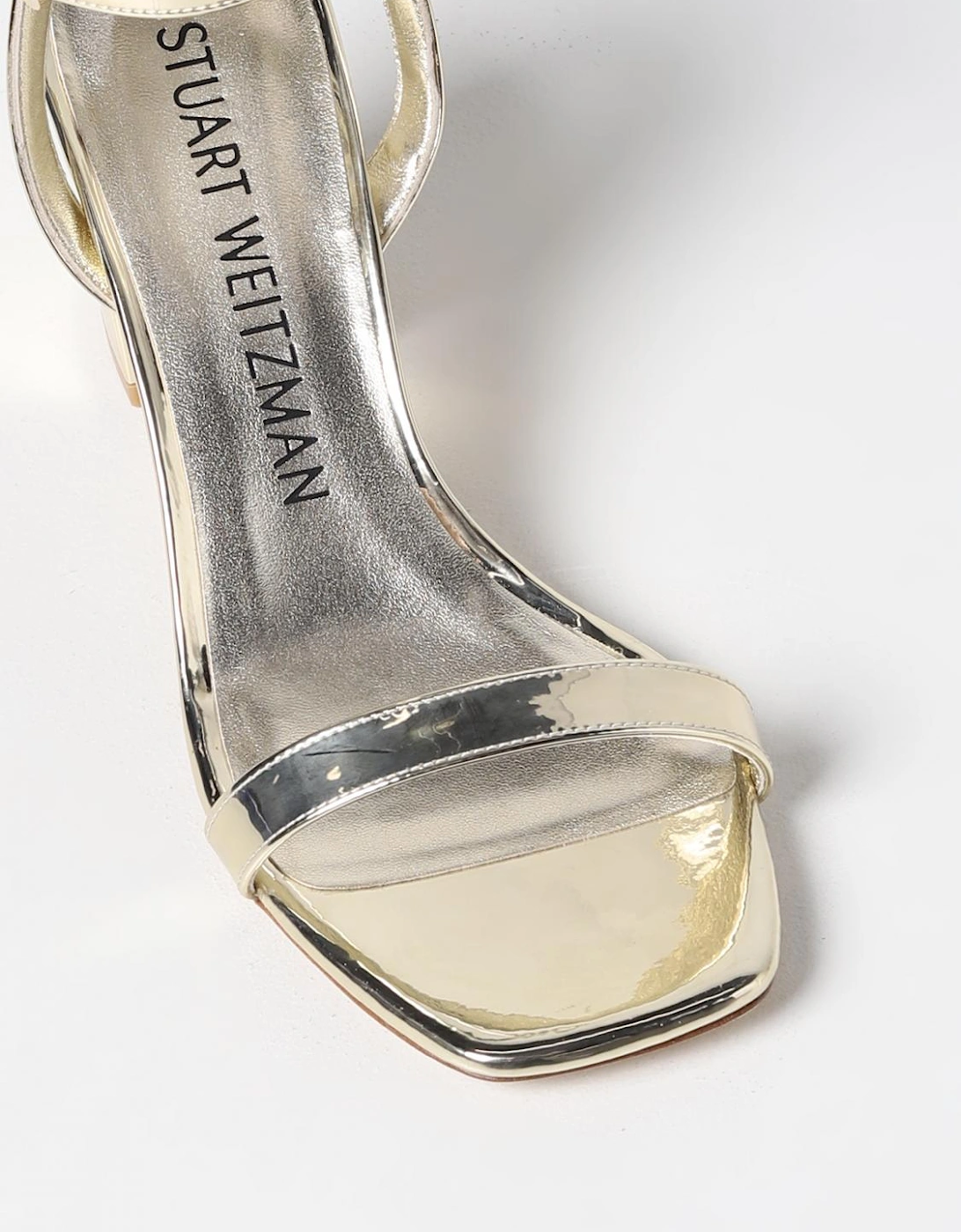 Metallic Leather Block Heel Sandals