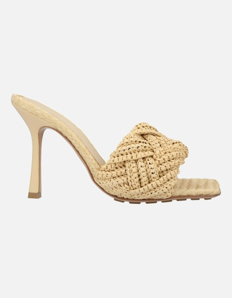 Intrecciato Raffia Lining Mules with 9 cm Heels