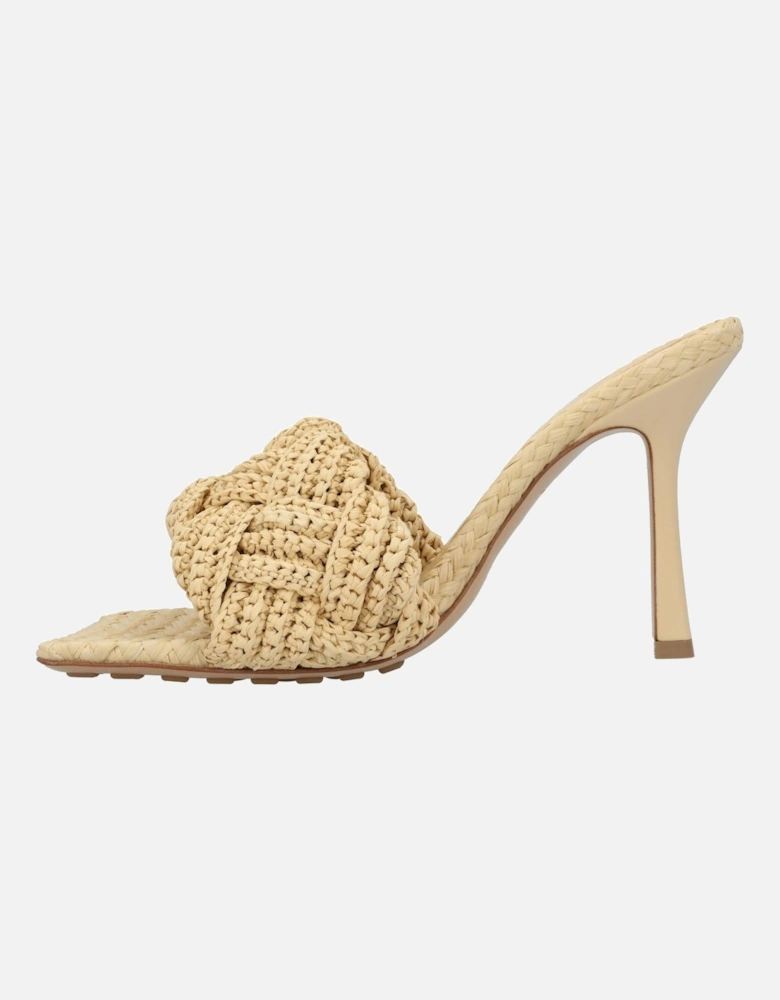 Intrecciato Raffia Lining Mules with 9 cm Heels