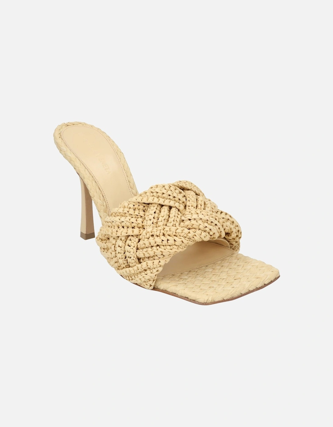 Intrecciato Raffia Lining Mules with 9 cm Heels