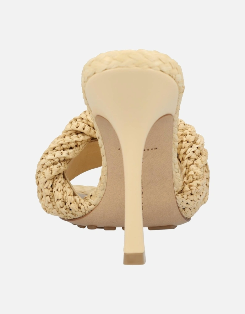 Intrecciato Raffia Lining Mules with 9 cm Heels